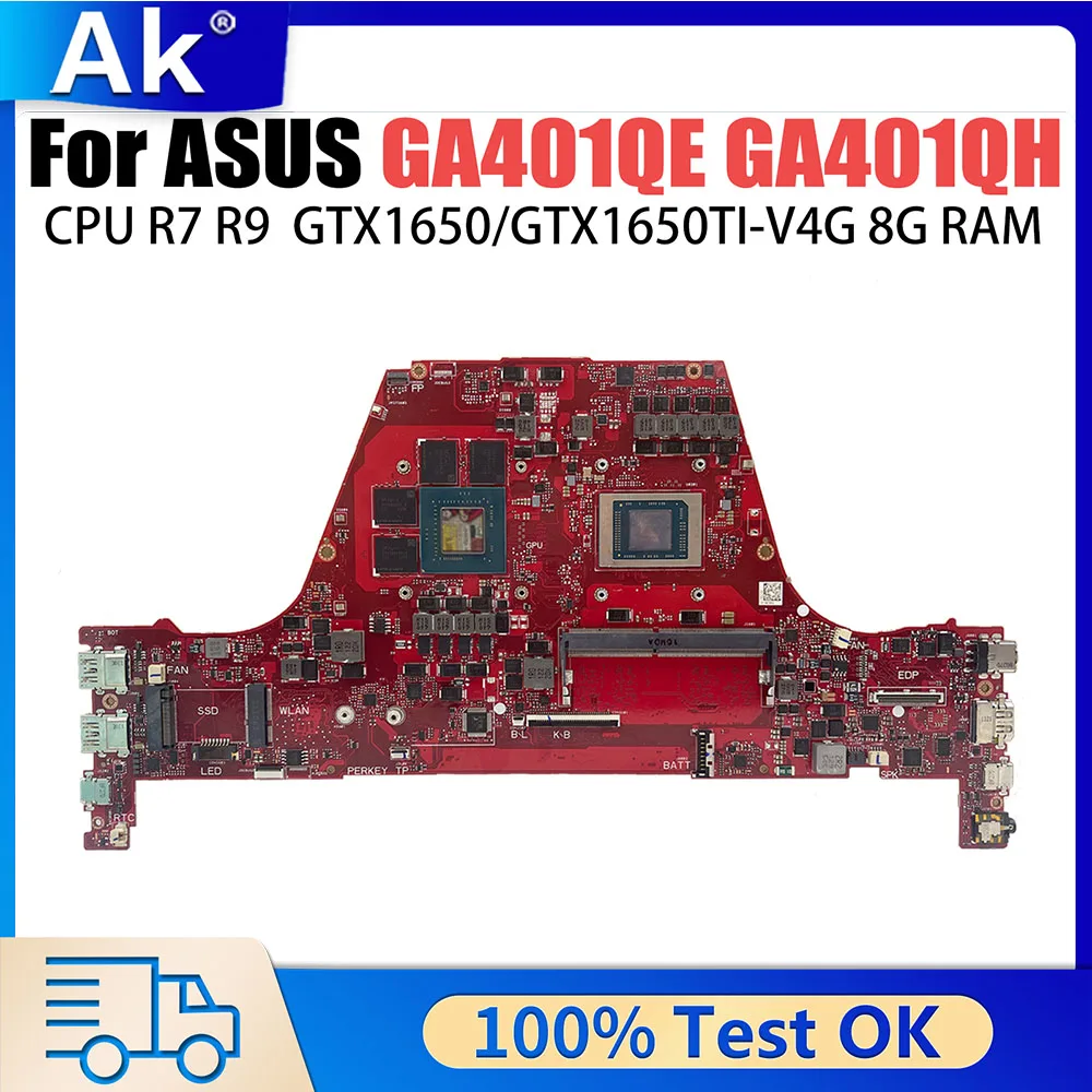 GA401QE Notebook Mainboard For ASUS ROG Zephyrus GA401Q GA401QH Laptop Motherboard R7 R9 CPU GTX1650 GTX1650TI-V4G 8G