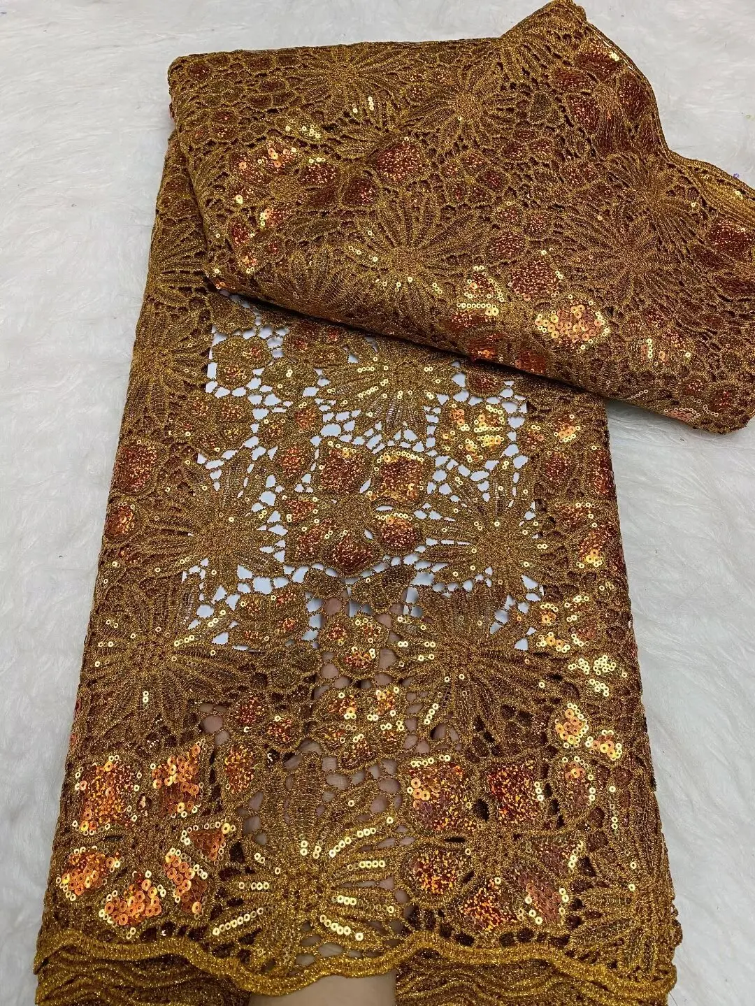

African Luxury Fashion High Quality Embroidered Sequins Net Lace Fabric For Women Sewing Wedding Party Dress