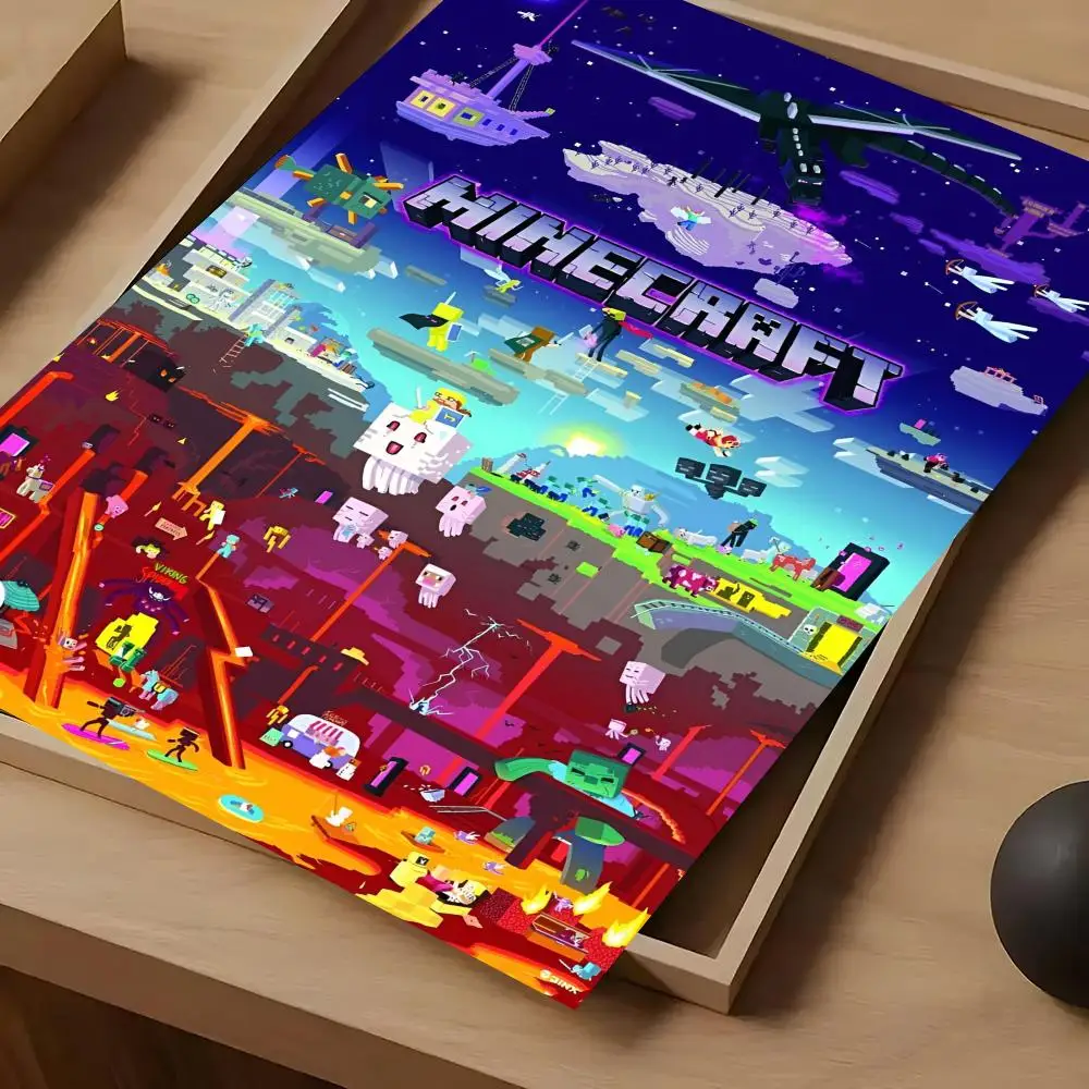 Minecraft Poster For Self-adhesive Art Waterproof Paper Sticker Coffee House Bar Room Wall Decor