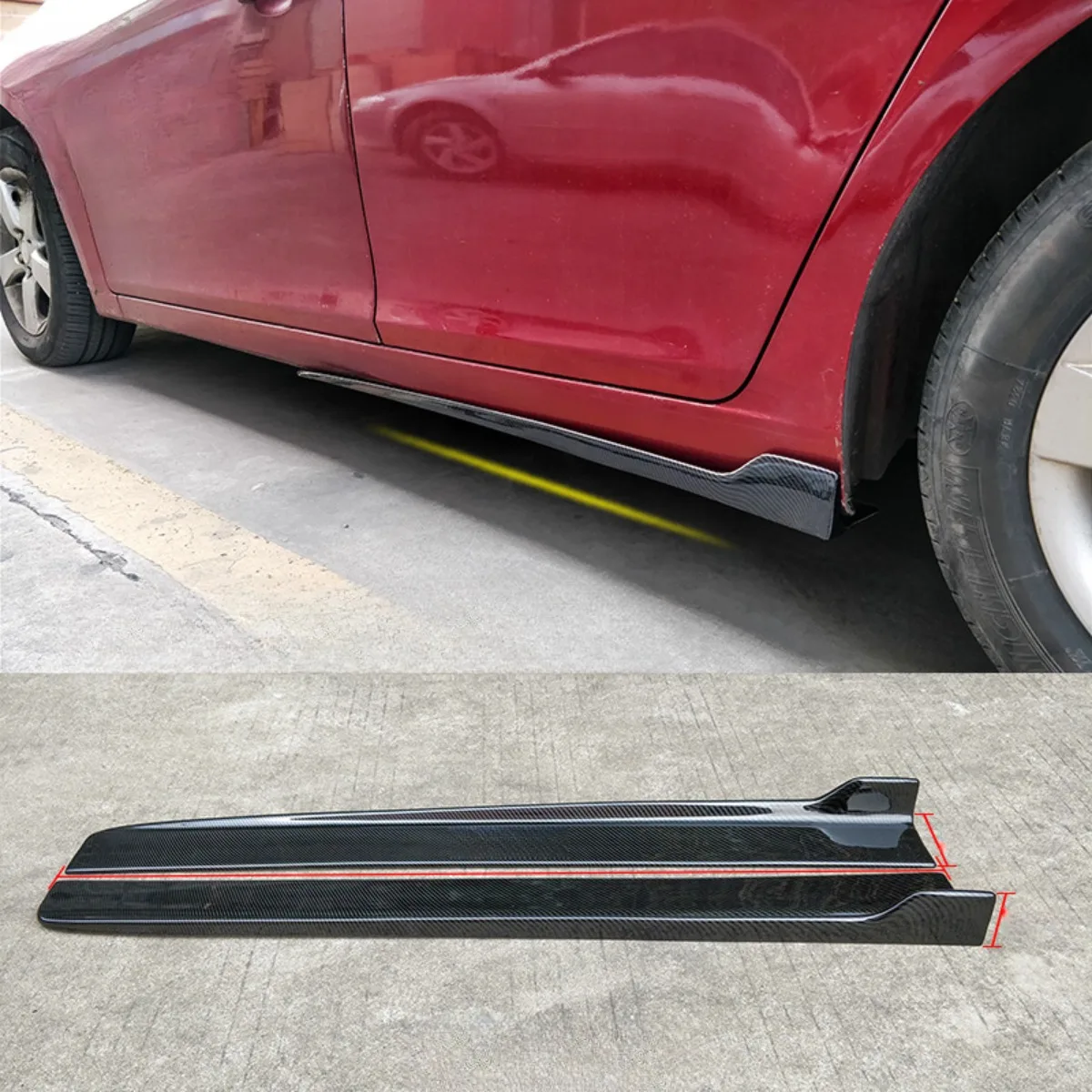 

107cm Car Blade Side Skirt Lip Spoiler Extension Diffuser Guard Apron Universal For All Models Body Kit Car Accessories
