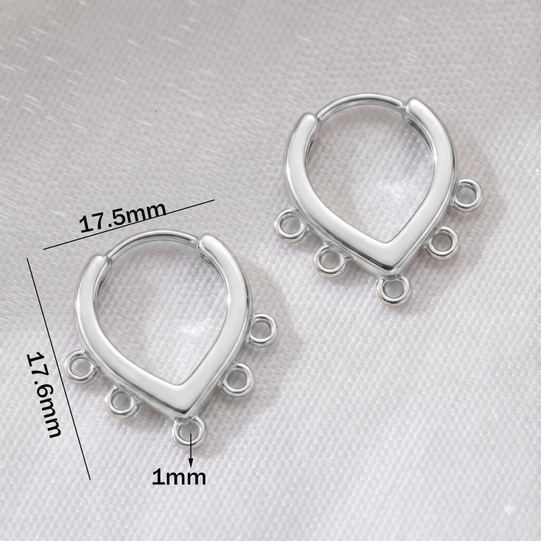 2 Stück/4 Stück 18K vergoldete französische Ohrringverschlüsse mit 5 Löchern, geschlossene Ringe für DIY-Quasten-/Perlenohrringe. – Detail 2