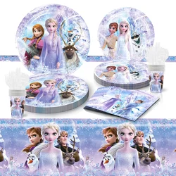 Nowy motyw urodzinowy Disney Frozen Dekoracja Jednorazowa zastawa stołowa Zestaw talerzy na kubki Frozen Obrus Baby Shower Party Supplies