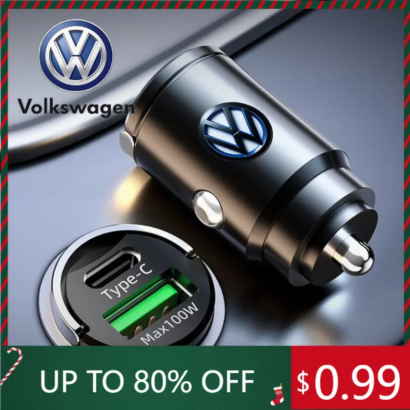 

Для VW Volkswagen 2026 Горячие эмблемы 100 Вт Автомобильное зарядное устройство Зажигалка PD Быстрая зарядка Любой мобильный телефон Для Volkswagen VW R Rline Jetta To