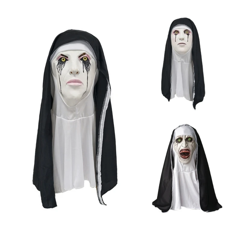 

Nun Scary Mask Latex Full Head Mask Cosplays Halloween Costume Props Devil Mask N7YF