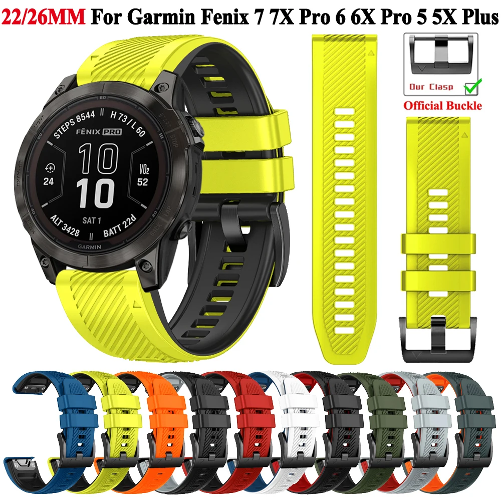 Quickfit Silicone Watch Band For Garmin Fenix 7 7X Pro Fenix 6X 6 Pro Fenix 5 5X Plus 26mm 22mm Strap Wristband Bracelet