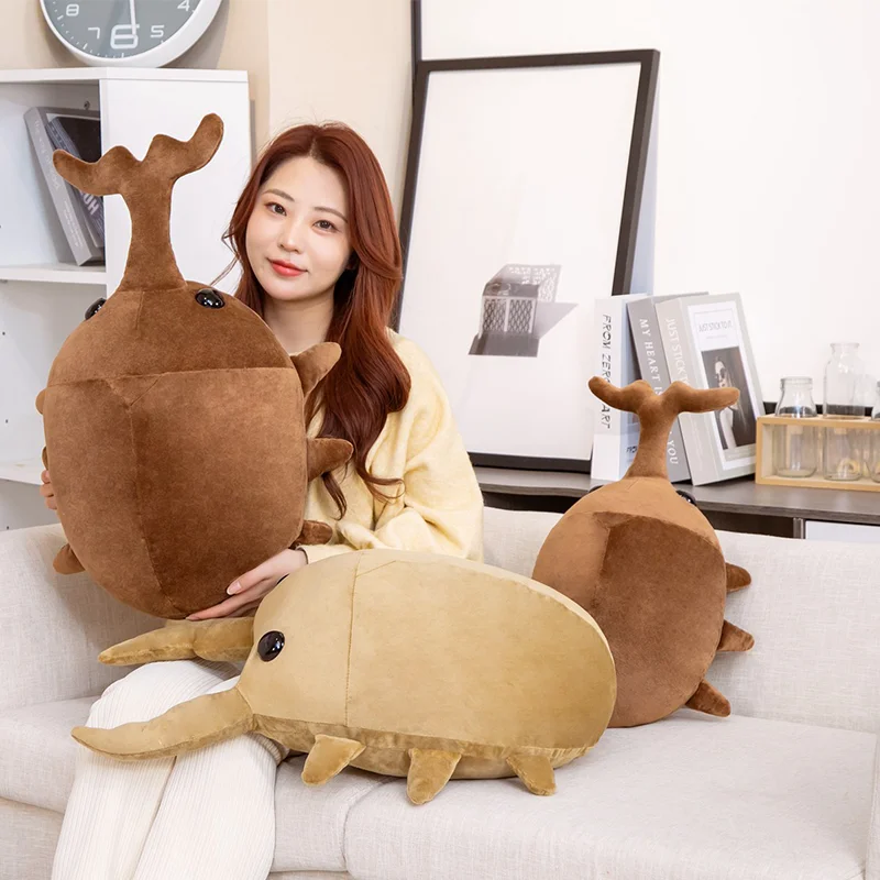 50-60cm Simulated Beetle Plush Toy Fun Trypanosoma Stag Beetle Rhinoceros Beetle Insect Doll Stuffed Animal Pillow Gifts for Kid