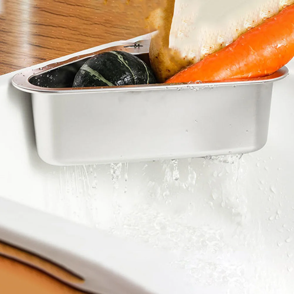

Triangular Colander Draining Basket Stainless Sink Draining Basket Steel Kitchen Storage Rack Sponge Holder Triangle Filter