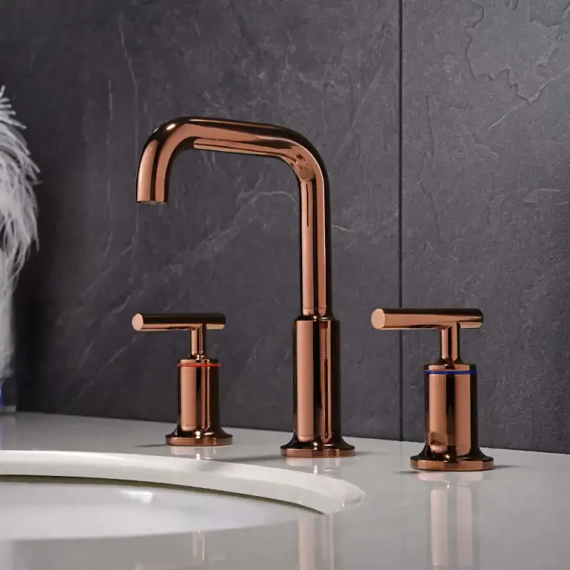 Rose Gold/Chrome/Matt Black/Brushed Gold Brass Double Handles Bathroom Basin Sink Faucet Water Mixer