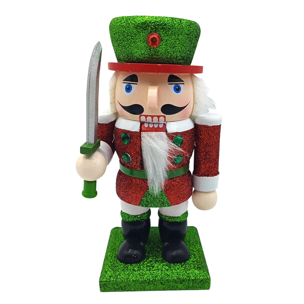 

Christmas Nutcrackers Figures Wood Craft Break Resistant Simple Color Multi Scene Desktop Shelf Decoration Wooden Nutcracker