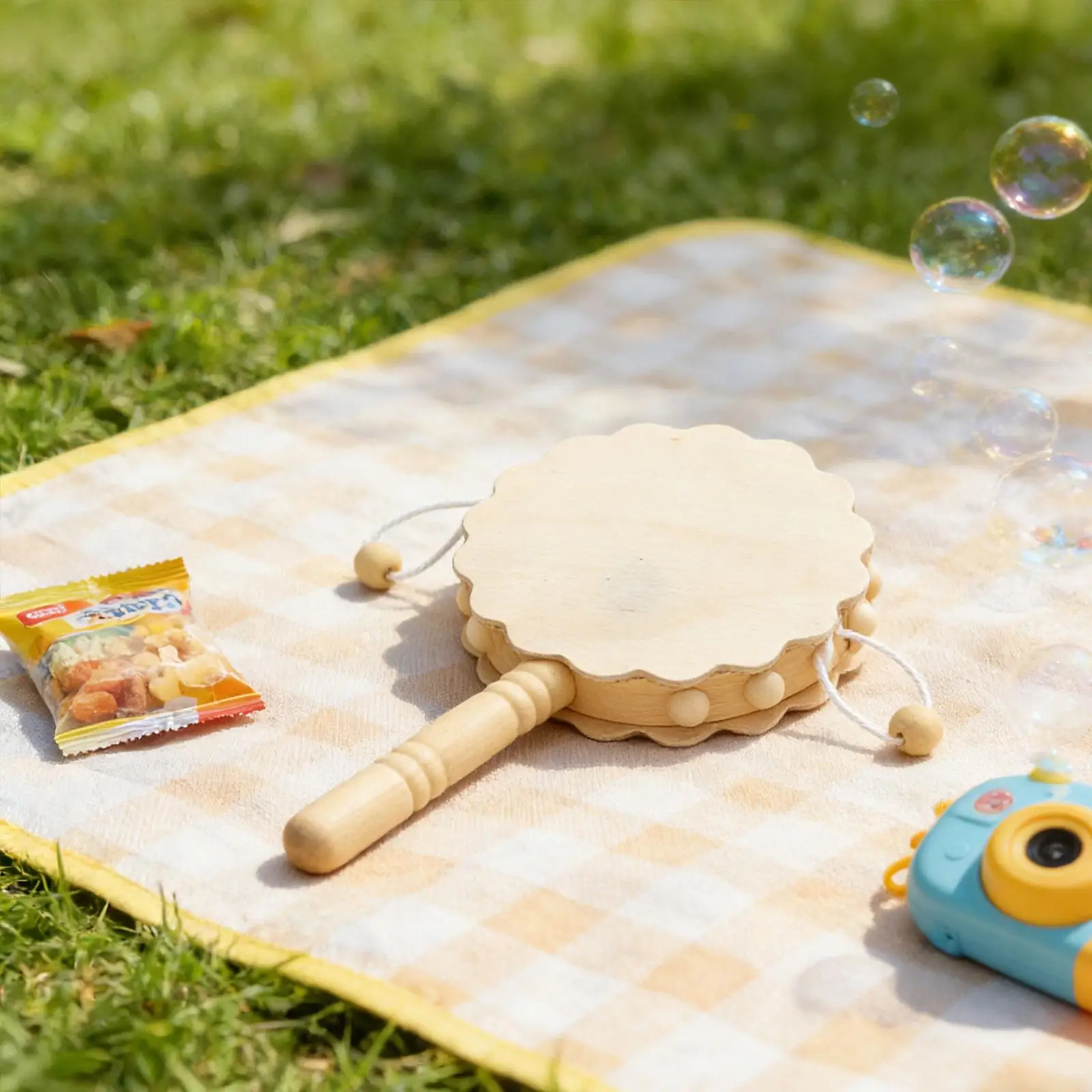 7x DIY Wooden Rattle Drum Unfinished Wood Toy Music Instrument Project Shaking Rattle Mini Shaking Toy for Kids Handcraft DIY