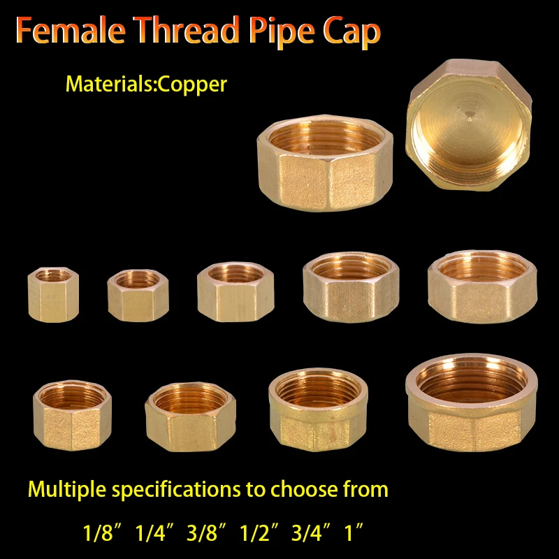1/8 "1/4" 3/8 "1/2" 3/4 "1" 암나사 황동 파이프 육각 머리 황동 스토퍼 엔드 캡 플러그 배관 피팅 커넥터 어댑터