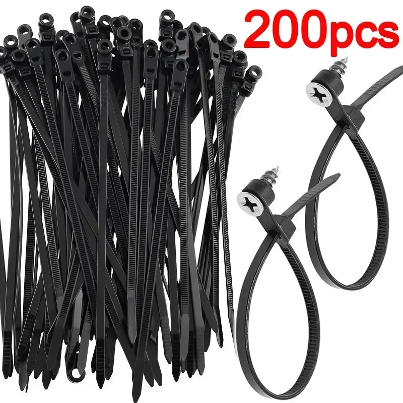 New Nylon Cable Ties with Screw Hole Multipurpose Heavy Duty Adjustable Self-locking Cord Ties Organizer Straps Fastening Loop