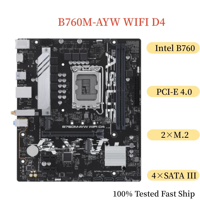 

Материнская плата для ASUS B760M-AYW WIFI D4 64 Гб LGA 1700 DDR4 Micro ATX материнская плата 100% протестирована Быстрая доставка