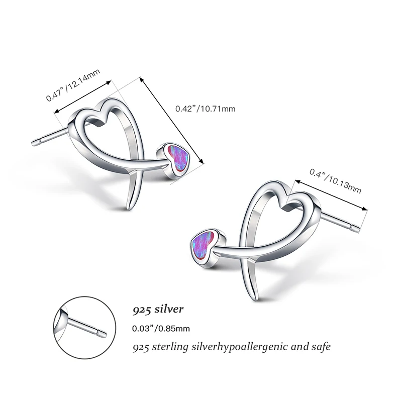 Korean Fashion Stud Earring For Women Girls Posts Double Open Heart Statement Blue Pink christmas Gift