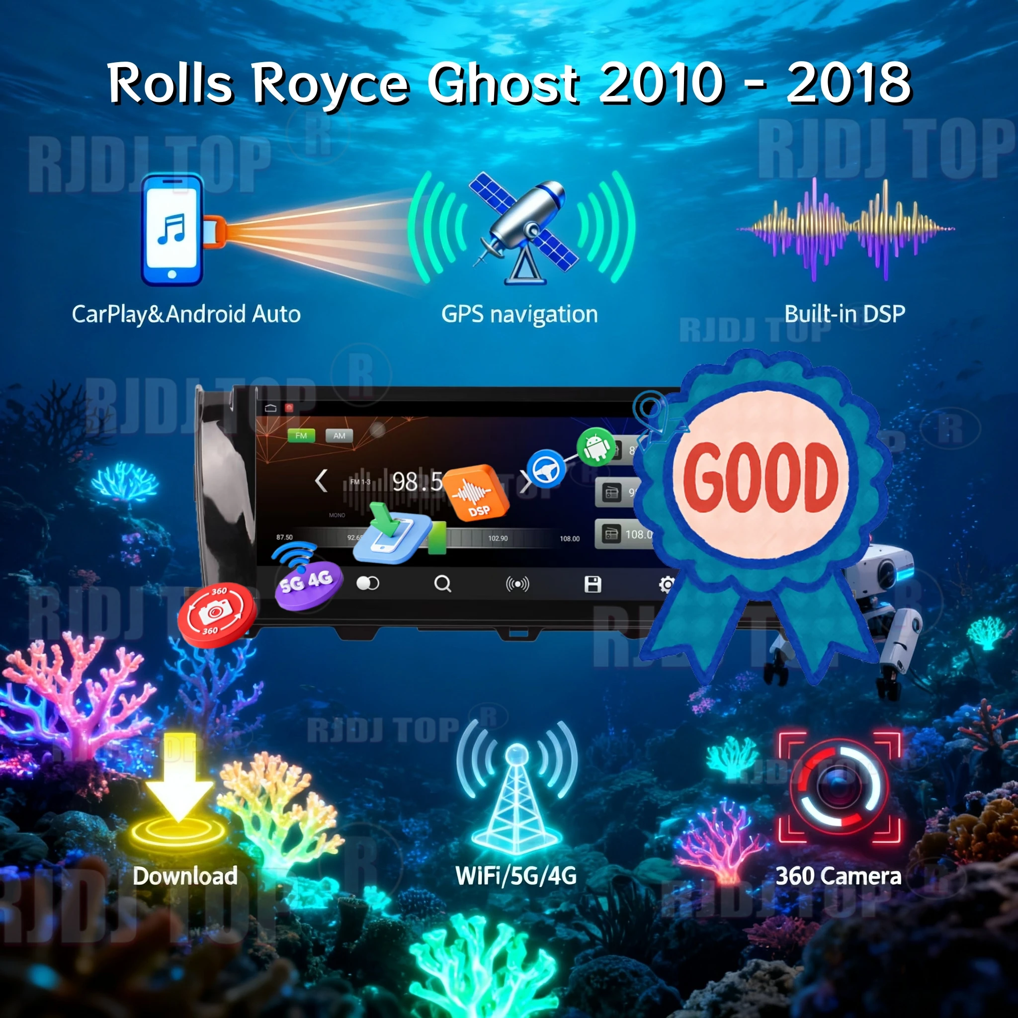 

10.25 inch For Rolls Royce Ghost 2010 - 2018 Wireless CarPlay GPS Navigation Car Radio Car Multimedia Player Stereo Screen Video