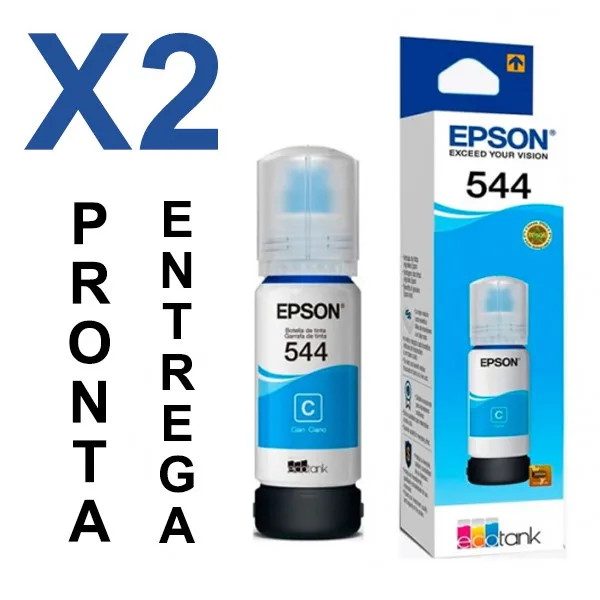 2 Original 544 Ink T544220 Blue Cyan Refill