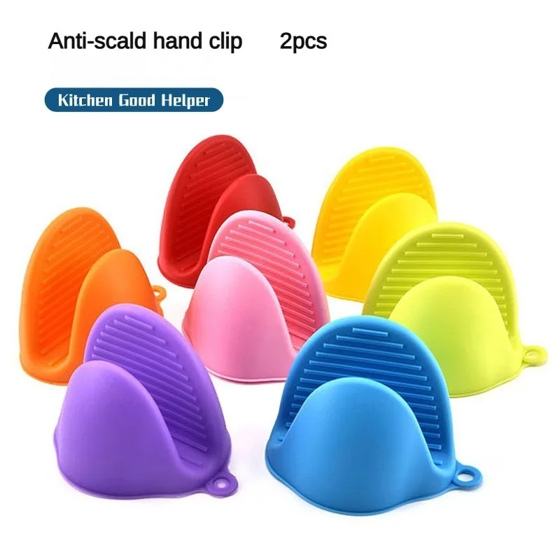 2pcs Thicken Baking Silicone Oven Mitts Microwave Oven Glove Heat Insulation Anti-slip Grips Bowl Pot Clips Kitchen Gadgets