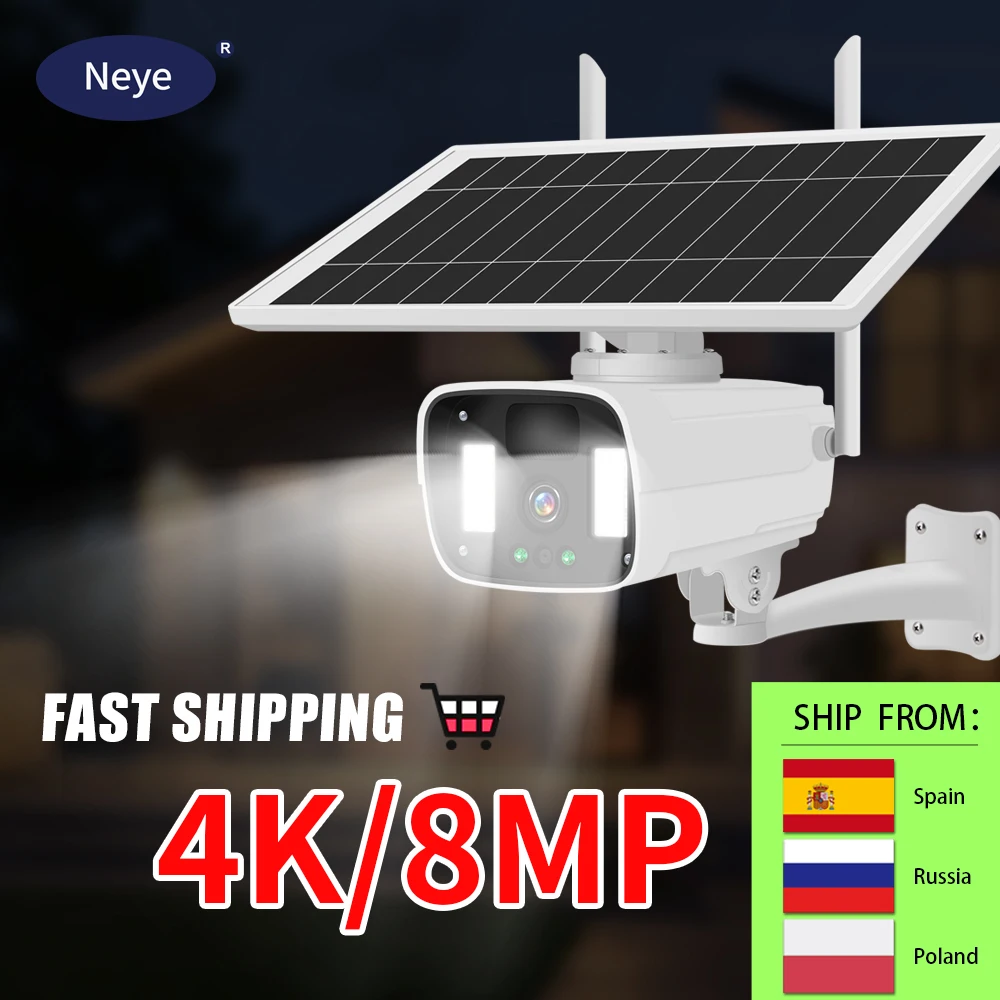 

8MP WiFi Solar Camera Outdoor Night vision IP Camera With Solar Panel Charging Battery IP66 Weather Proof Monitoring Camera