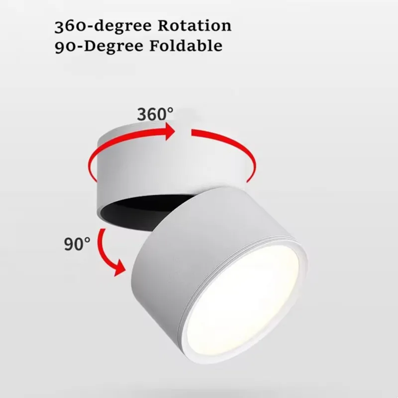 

Spot LED Downlight Foldable Ceiling Light Replaceable LED Bulb Spotlight 12W Surface Mounted Aluminum Indoor Ceiling Spots Lamp