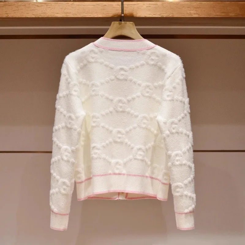 new pattern Luxury brand Metal buttons Sweet Sweater Cardigan Casual top
