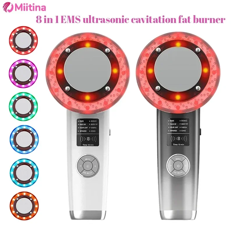 

8 IN 1 EMS LED Light Ultrasound Cavitation Machine Body Slimming Vibrating Massager Anti-Cellulite Fat Burner Facial Infrared