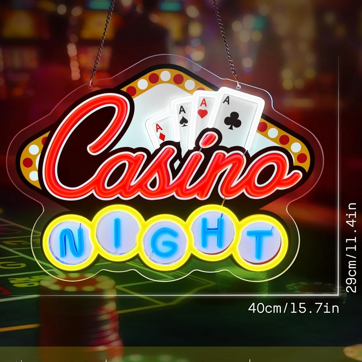 Letrero de neón de Casino, letrero de luz de neón LED regulable USB, decoración artística de pared para sala de jugadores, dormitorio, sala de estar, Bar, fiesta, regalos de cumpleaños