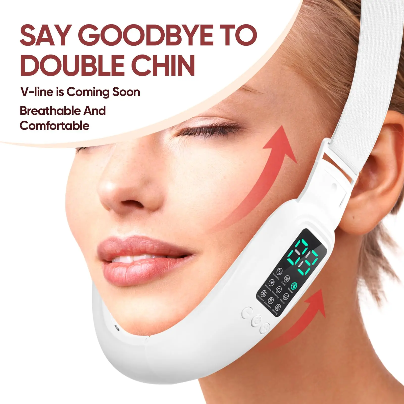 EMS Electric Double Chin Device and V-Face Machine, V-Line Up Lift Belt Face Massage  with  Double Chin Machine for V-Face