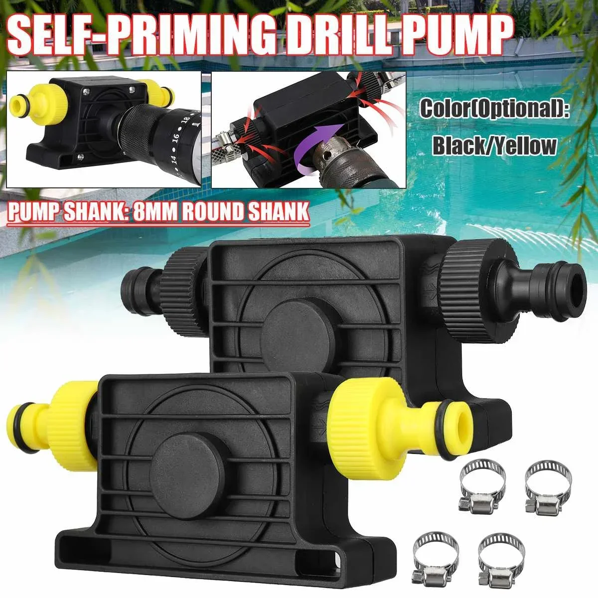 

Mini Electric Drill Pump Self Priming Transfer Pumps Oil Fluid Water Pump Portable Round Shank Heavy Duty Self-Priming