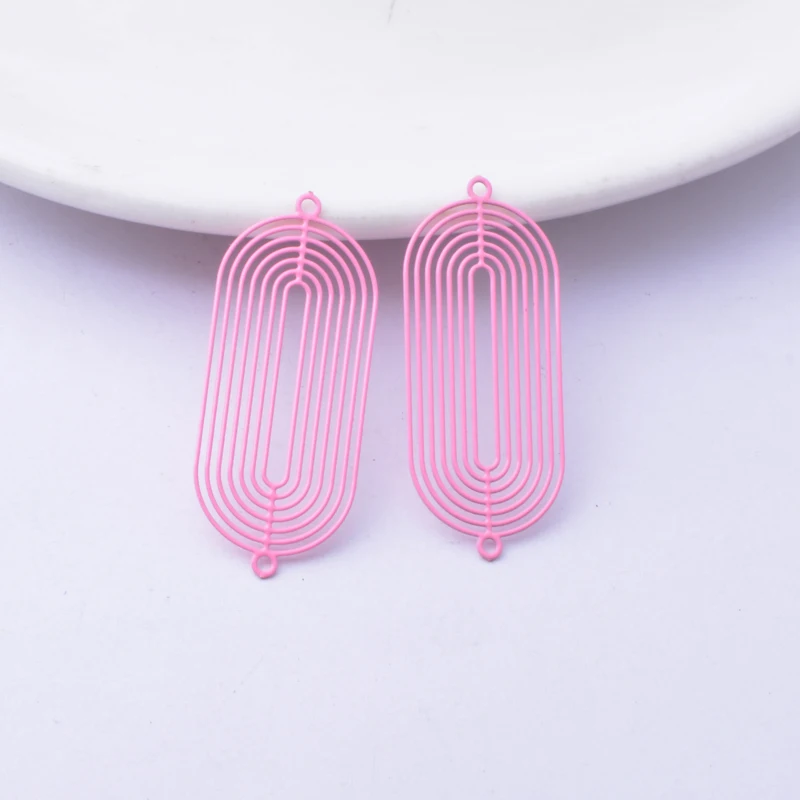 30 Stück AC13518 30*14mm Bunte Roségoldfarbene elliptische Verbindungsstücke Charms Hohldesign DIY Schmuckherstellung – Detail 5