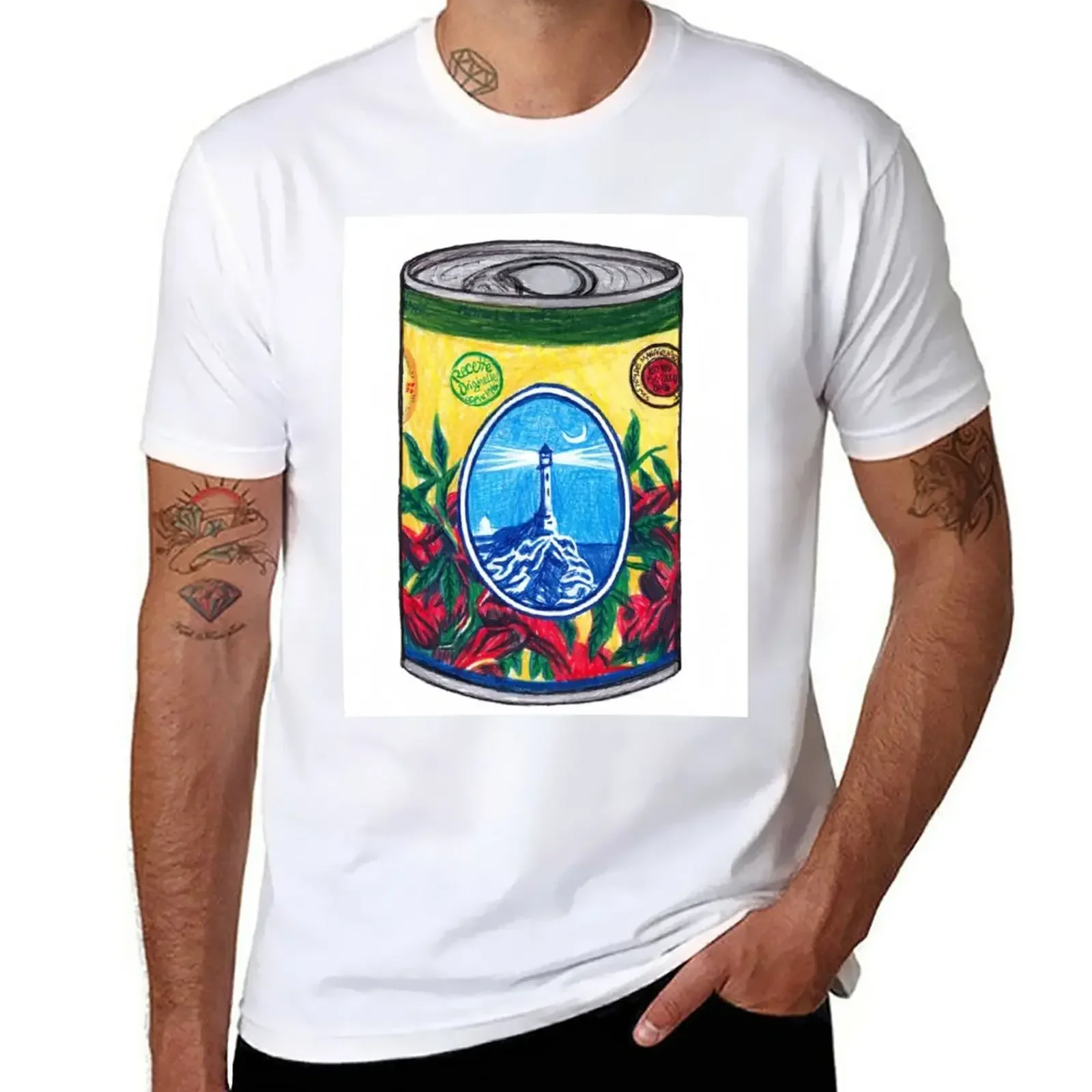 Customizeds Tees Summer Top T-shirt Men Harissa Paste Can Illustration T-Shirt Oversized Graphic Harajuku Summer Tops New Cotton