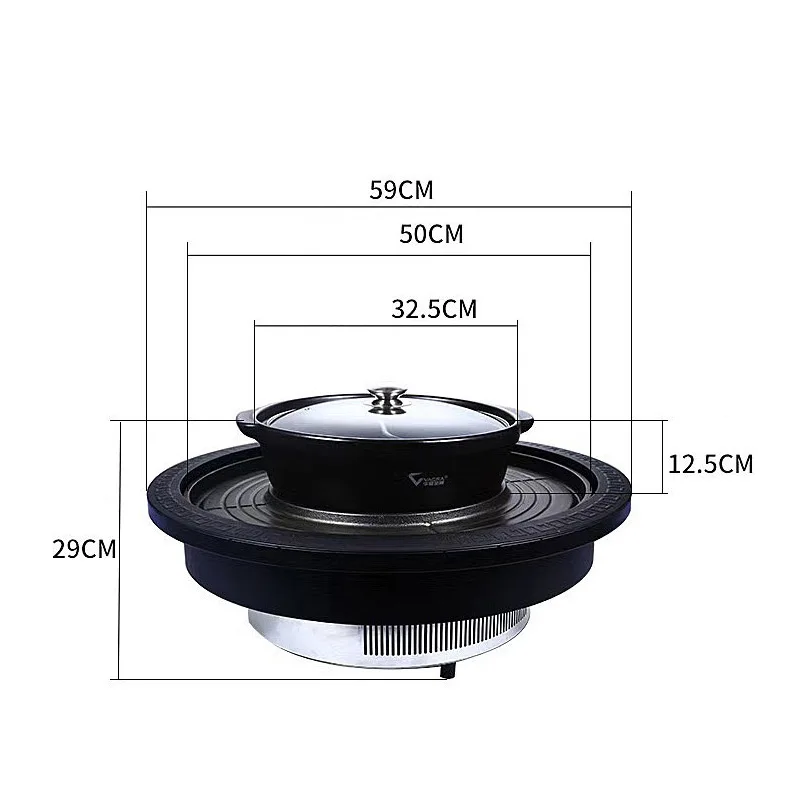 4000 Fornello elettrico per barbecue e pentola calda Macchina per barbecue commerciale da 50 cm con pentola in acciaio inossidabile