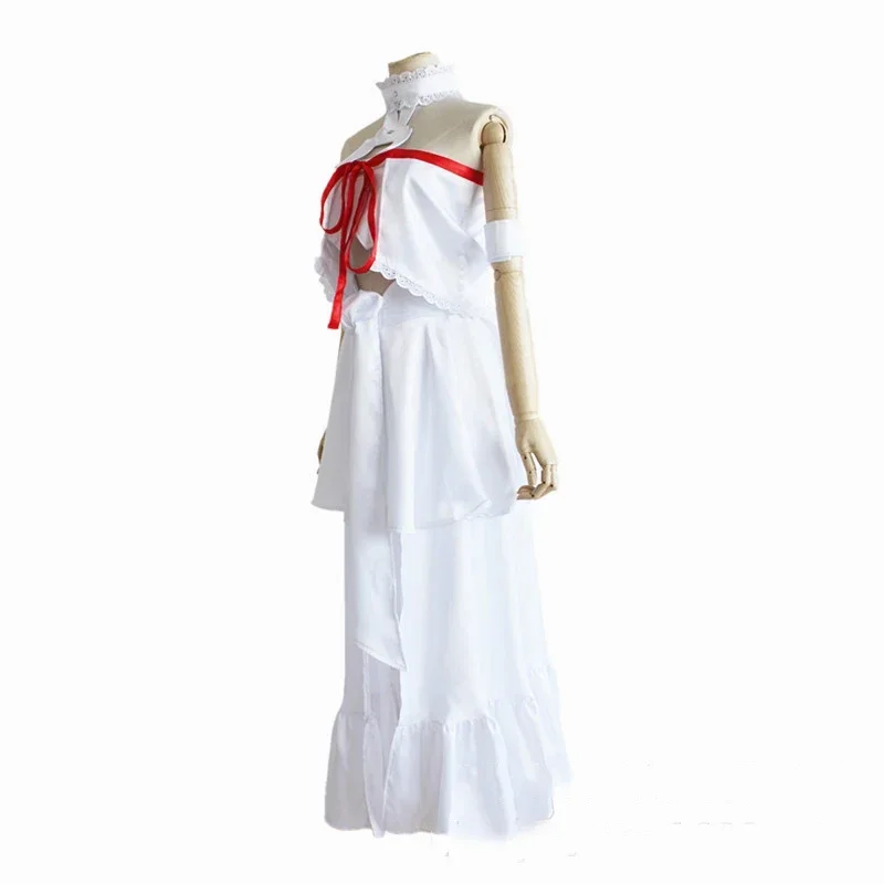 Gioco Anime Gioco di ruolo Costume Asuna Yuuki Set completo Donne Costumi Cosplay Abito bianco Gonna Vestito Halloween Orgy Party Clothi MN12