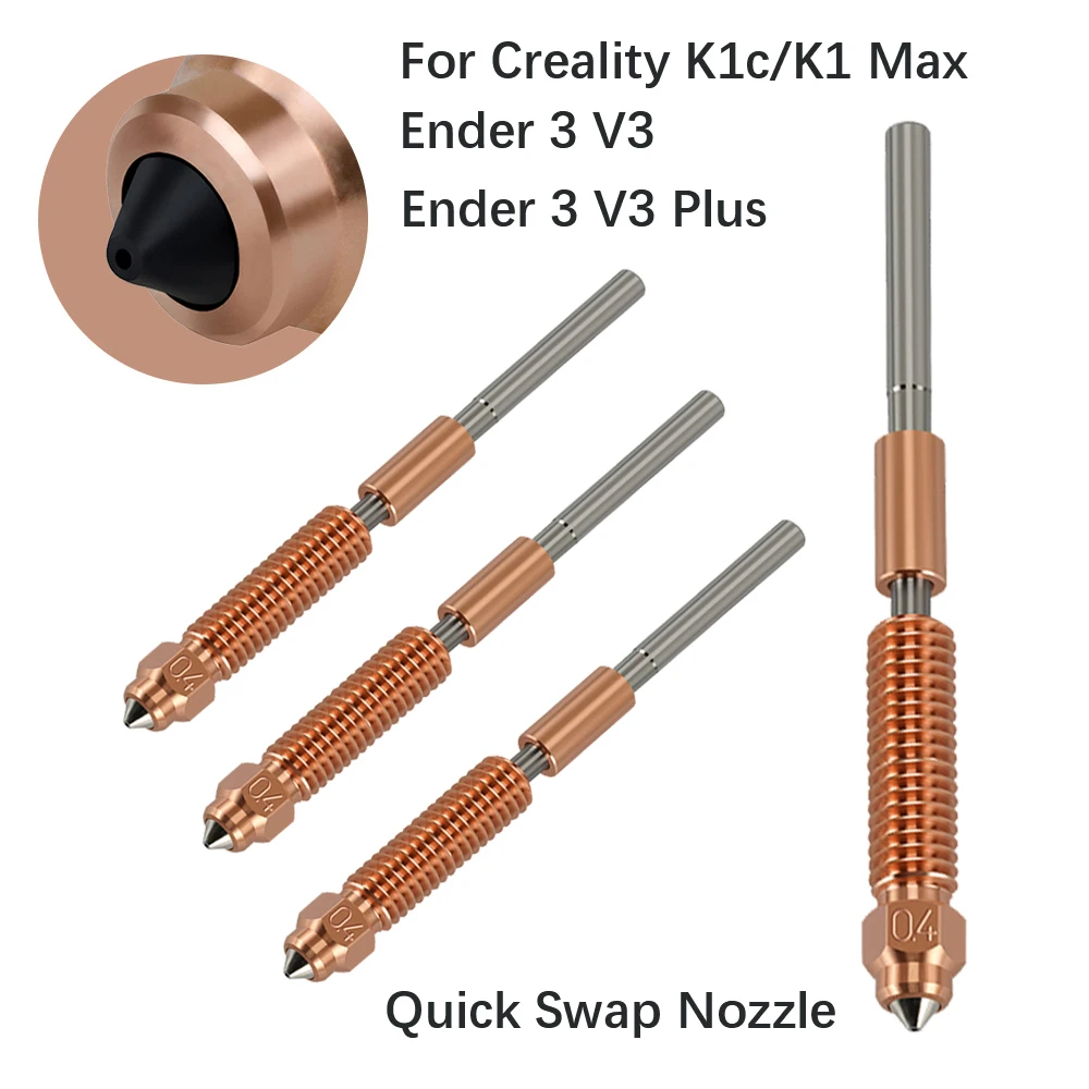 For Creality K1c Nozzle K1 Max Nozzle Kit Ender 3 V3 Nozzle Hardened Steel Quick Swap All-in-one High Flow Bimetal Heatbreak