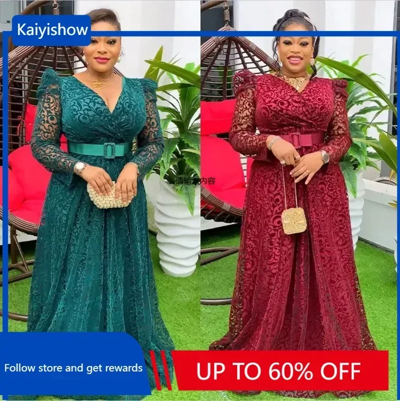 2024 Plus Size African Party Dresses for Women Elegant Dashiki Ankara Lace Wedding Gowns Fashion Muslim Maxi Dress Outfits