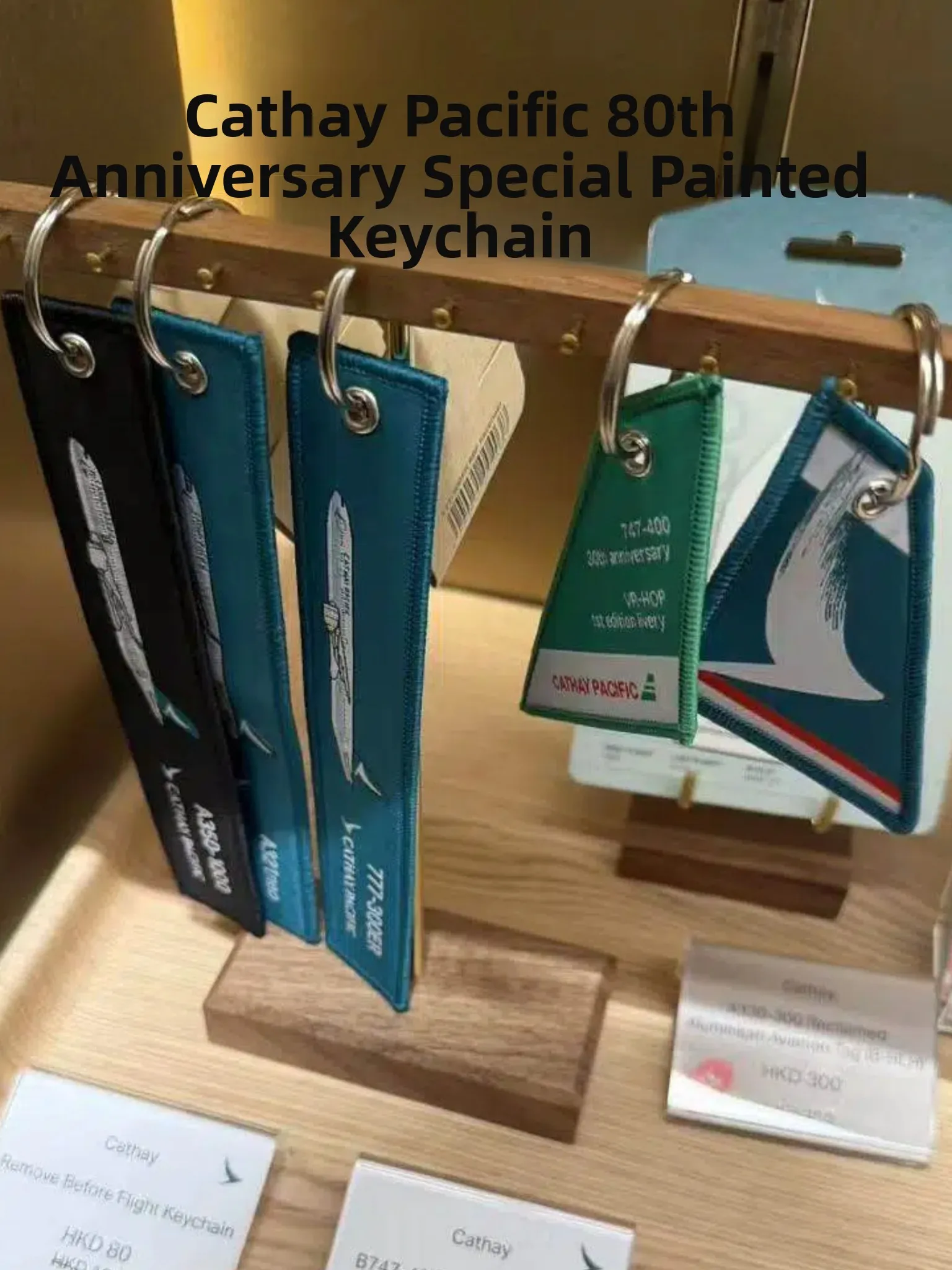 Cathay  80th Anniversary Special Livery Keychain Aviation Enthusiast Commemorative Gift Customized Aircraft Pattern Co...
