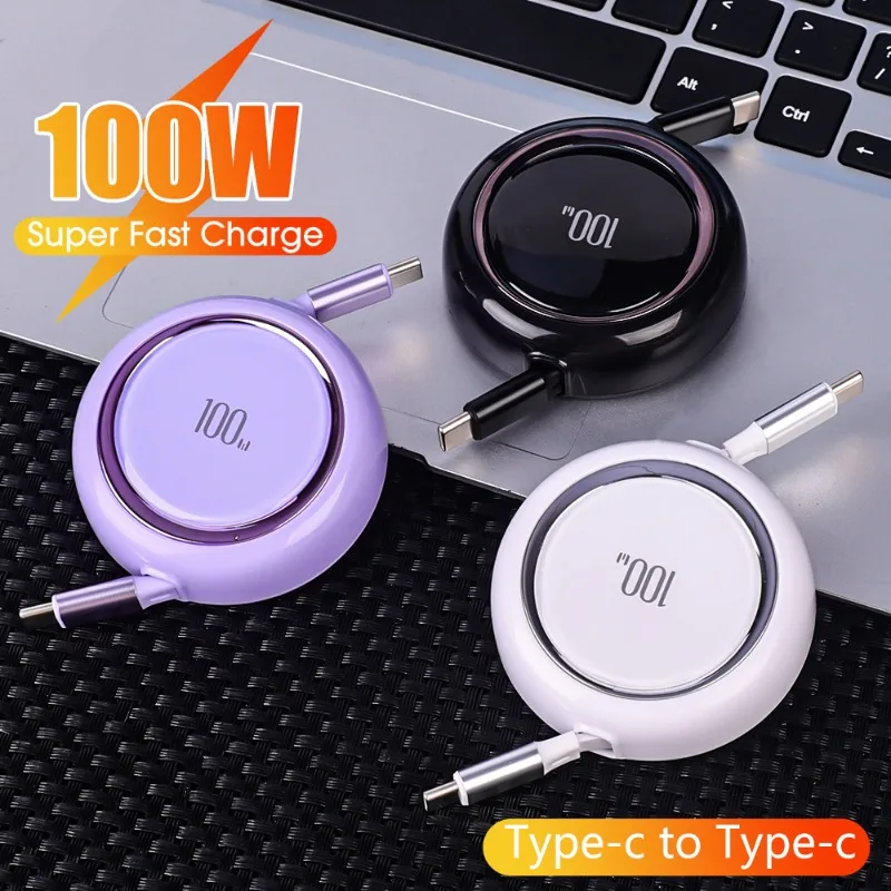 PD 100W USB C Car Fast Charging Extended Data Cable for IPhone 15 Pro Max Plus Type C To TypeC Charge Data Wire Cord Accessories