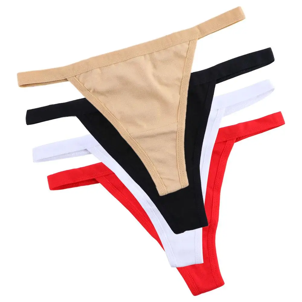 

Sexy Low Waist T-back Underwear Women Cotton G-String Thongs New Fashion Solid Color Bikini Panties for Female Lingerie