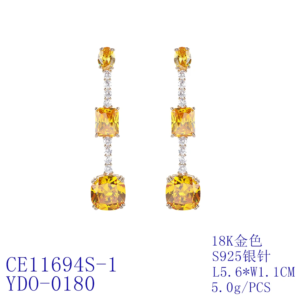 Drop Earrings for Wedding with Square Cubic Zircon ,Dangle Earring for Women Girl Gatherings Jewelry Accessories CE11694