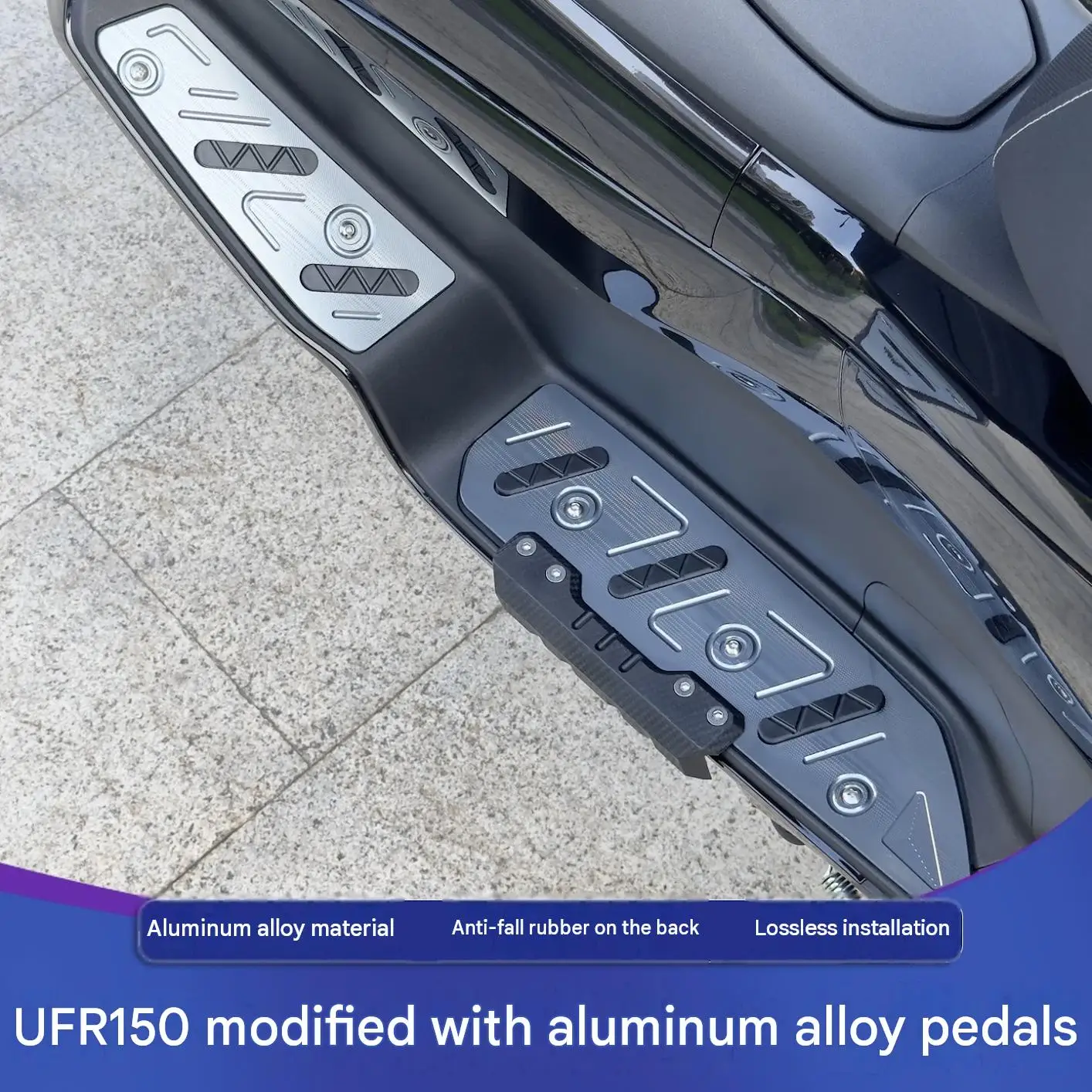 FOR HAOJUE UFR150 Foot Pegs Widened Anti-Slip Footrests with Rear Anti-Crash Sliders Compatible with Models with Or without