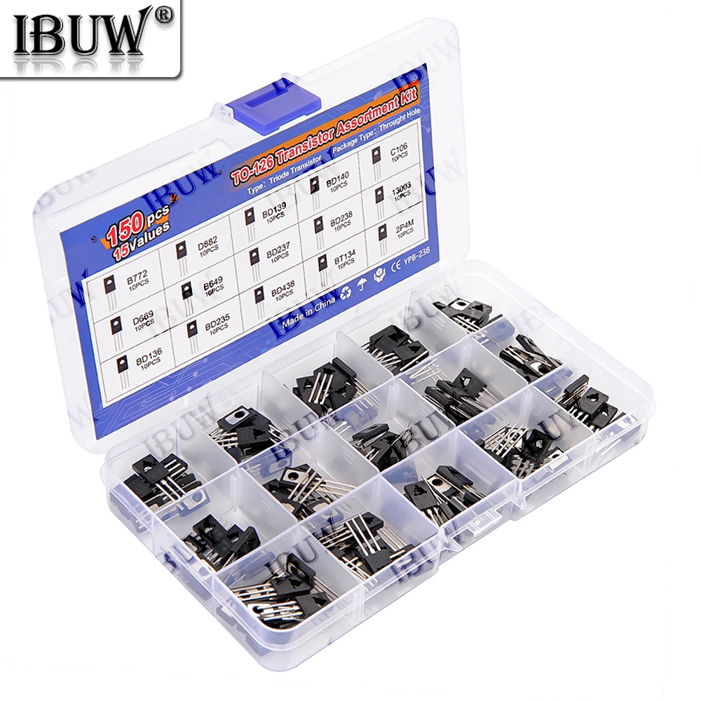 150PCS TO-126 Transistor Assortment Kit Pack BD139 BD140 C106 D669 B649 D237 D238 13003 BD136 BD235 BD438 BT134 2P4M B772 D882