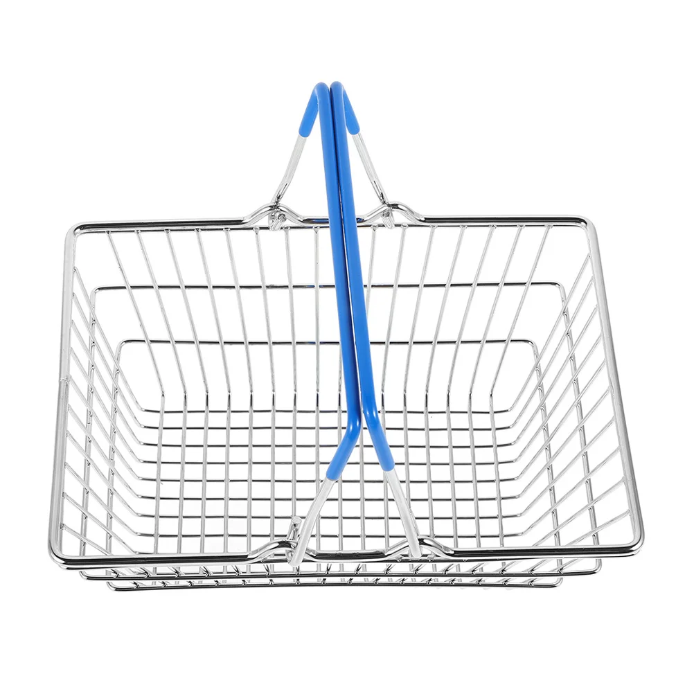 Mini Shopping Basket Iron Simulation Compact Portable Storage for Kids Playroom Grocery Hamper Book Organizer Kids Hamper