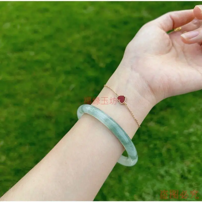 Tianshan , natural , -mountain semi-water spring green Xinjiang ice jade bracelet