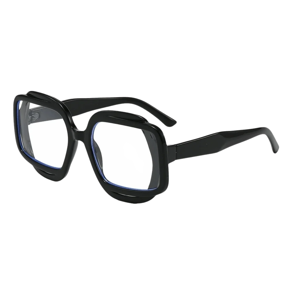 PC Material Two-Tone Square Frame Sunglasses Gradient Lens Thick Frame Fashion Eyeglasses UV400 Protection Polygon Color-Block