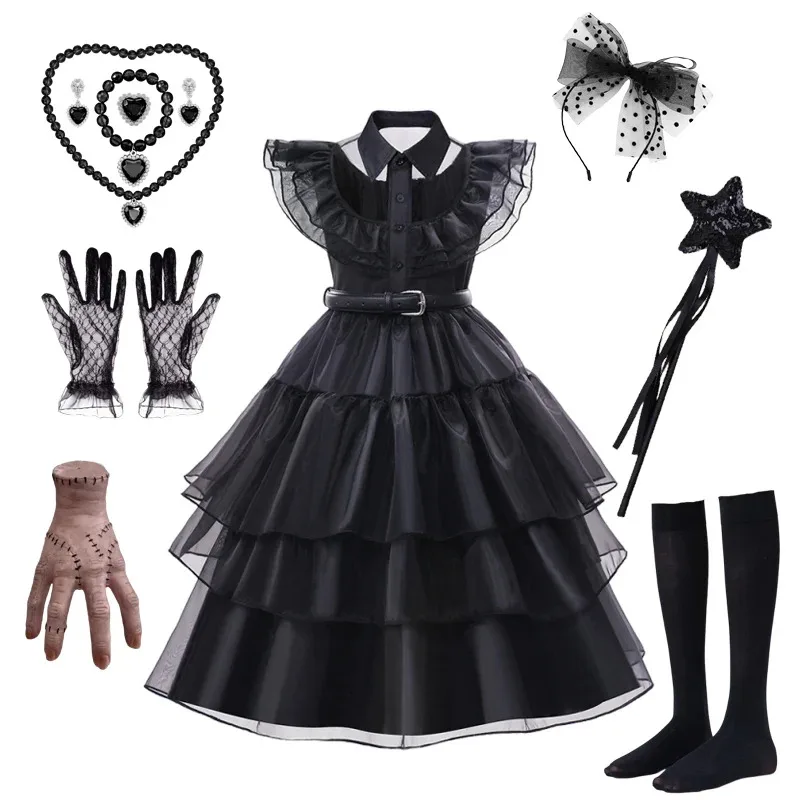 Girls movie role-playing costumes 3-12 years old gothic style black style clothing children Halloween carnival party girl dress