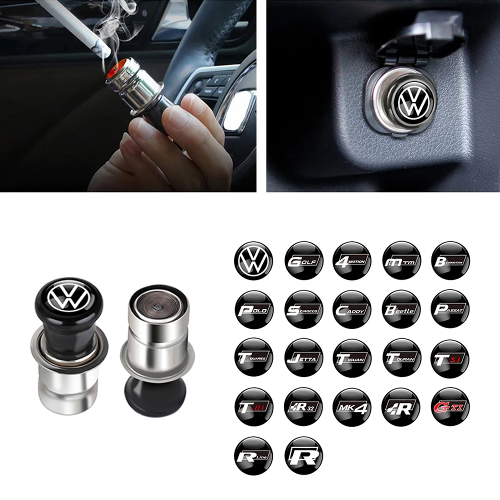 1PCS Metal Car Windproof Cigarette Lighter Power Socket Plug For Volkswagen VW R Line GTI Touareg Passat Polo 4 Motion MTM Golf