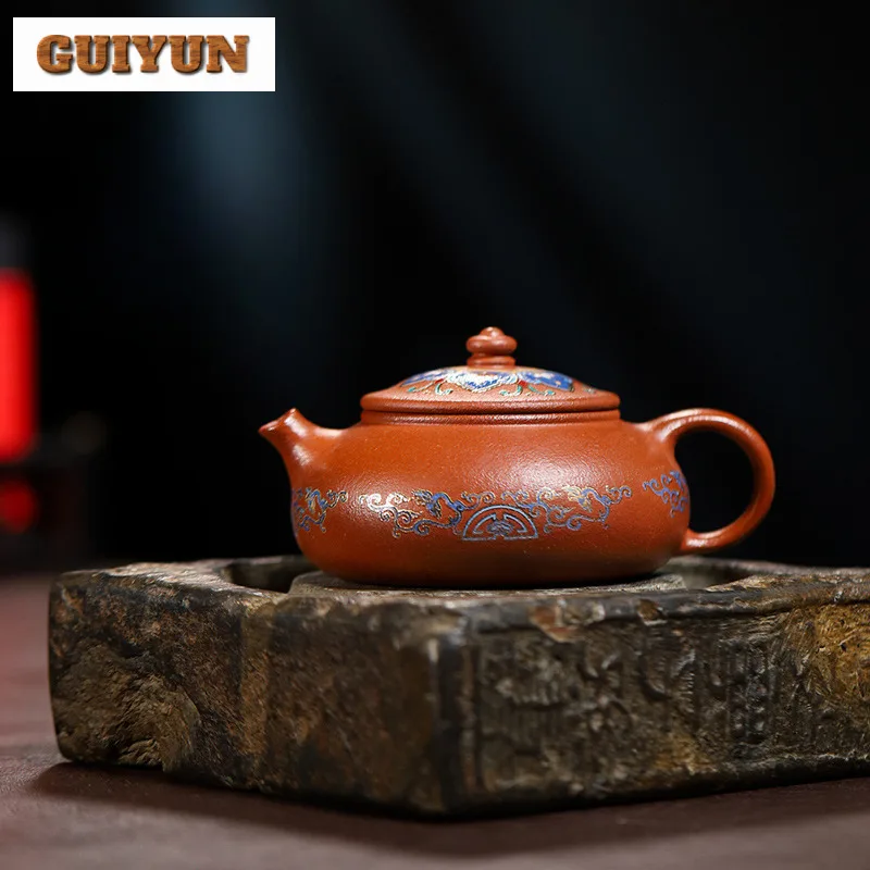 170ml Handmade Yixing Purple Clay Teapots Handmade Han Jiang Pot Raw Ore Red Downhill Mud Kettle With Infuser Zisha Tea Set Gift