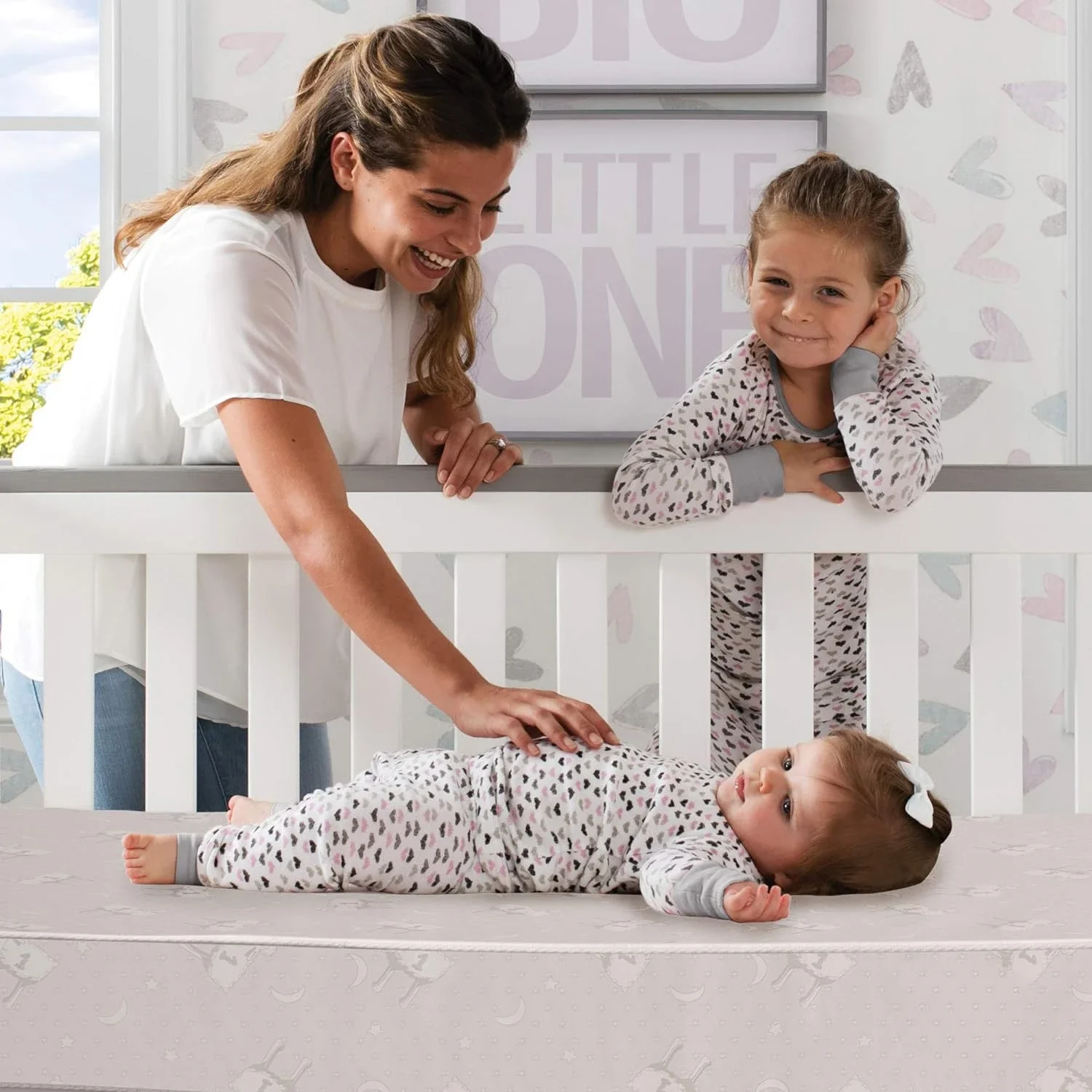 Serta SleepTrue Mini Crib Colchão, American Baby Company, Conjunto de mini berço para meninos e meninas, Pacote de 3