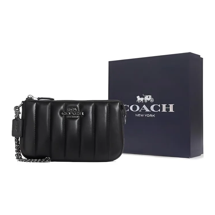 COACH Nolita Nappa Leather With Smooth Texture Pochette, Shoulder Bag Clutches Small Women's Black C8302-QBBK
