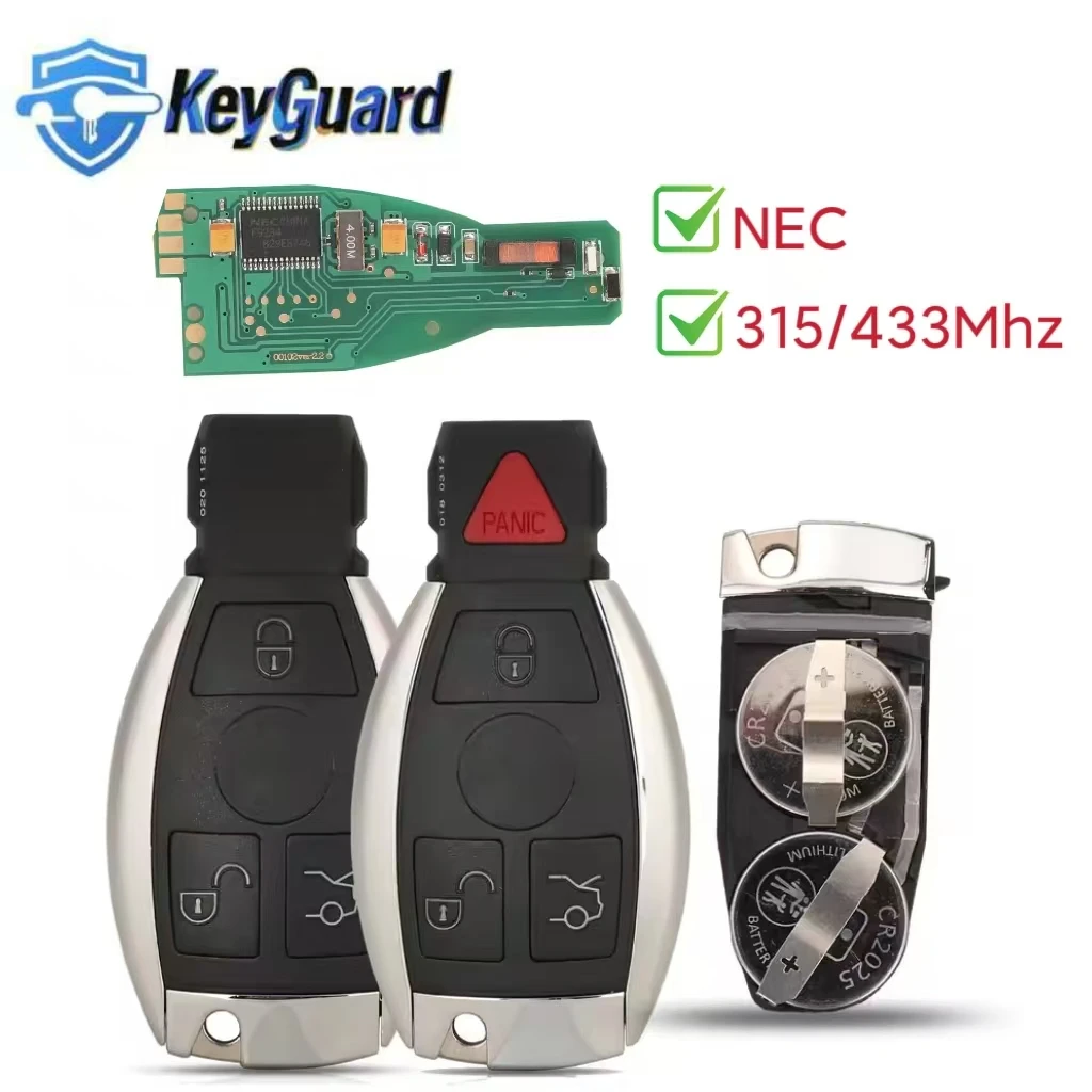 

Keyguard NEC System Smart card Remote Car Key Fob 315 / 433 Mhz For Mercedes Benz C E S Class CLS Dual batteries Durable NO Logo