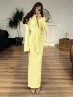 Weird Puss Sexy Maxi Dress Women Shoulder Padded Zip Wrapped Bandage Long Sleeve Slit Elegant Solid Office Simple Skinny Bodycon - Image 4